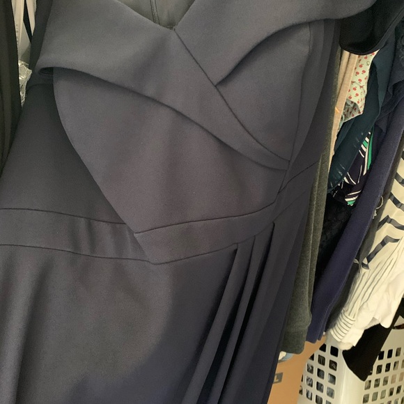 XSCAPE Navy Blue Off the Shoulder Sheath Tulip Gown Plus Size 14W - Picture 4 of 15